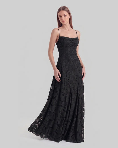 Abito Lungo da Cerimonia in Chiffon Jacquard