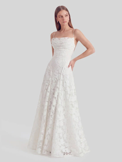 Abito Lungo da Cerimonia in Chiffon Jacquard