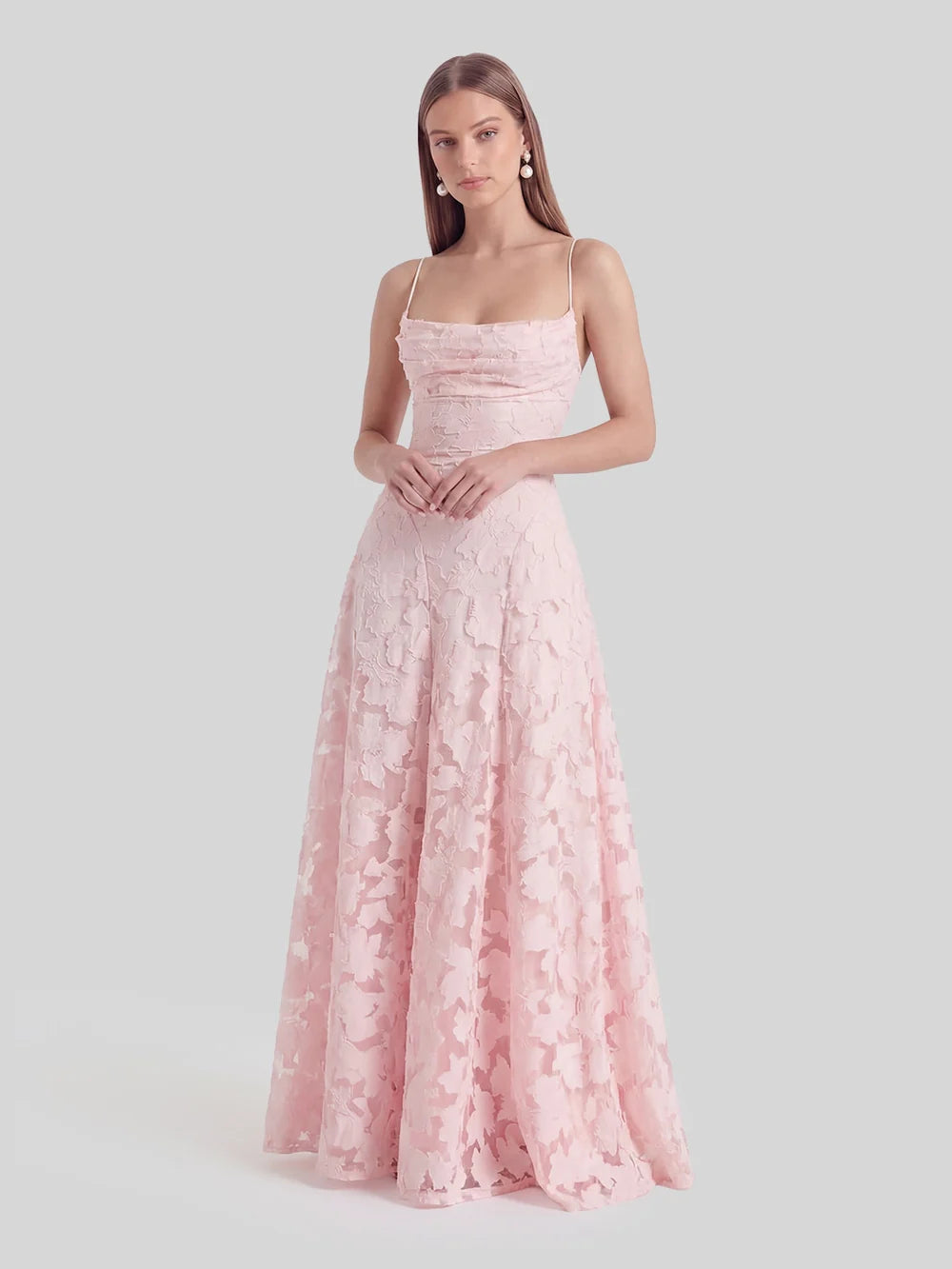 Abito Lungo da Cerimonia in Chiffon Jacquard