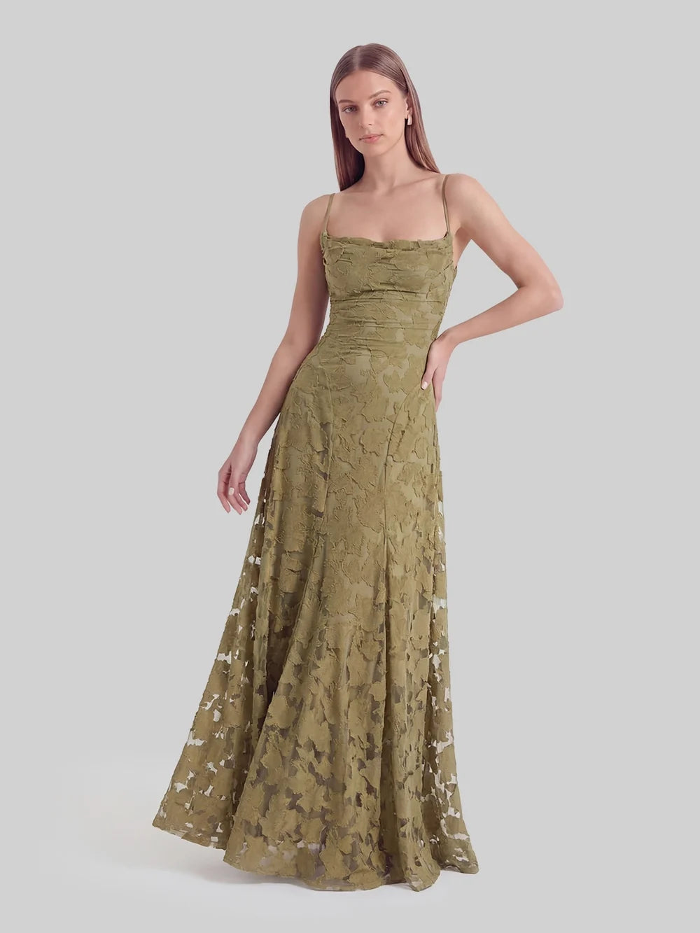 Abito Lungo da Cerimonia in Chiffon Jacquard